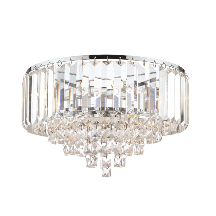 Laura Ashley Vienna Polished Chrome 3 Light Flush Crystal Ceiling Light