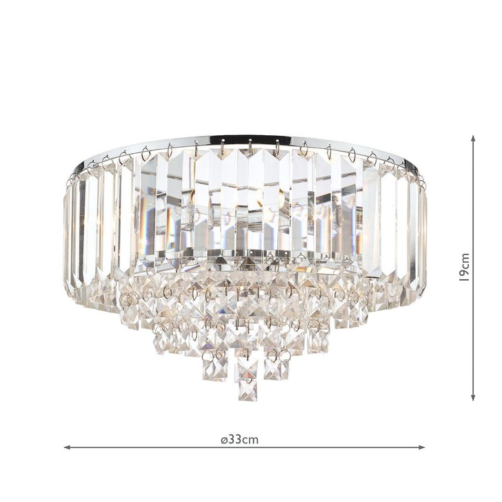 Laura Ashley Vienna Polished Chrome 3 Light Flush Crystal Ceiling Light