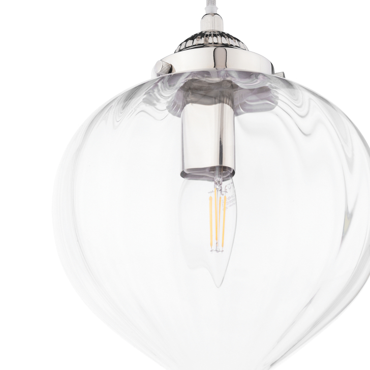 Laura Ashley Whitham Pendant Polished Nickel and Ribbed Glass