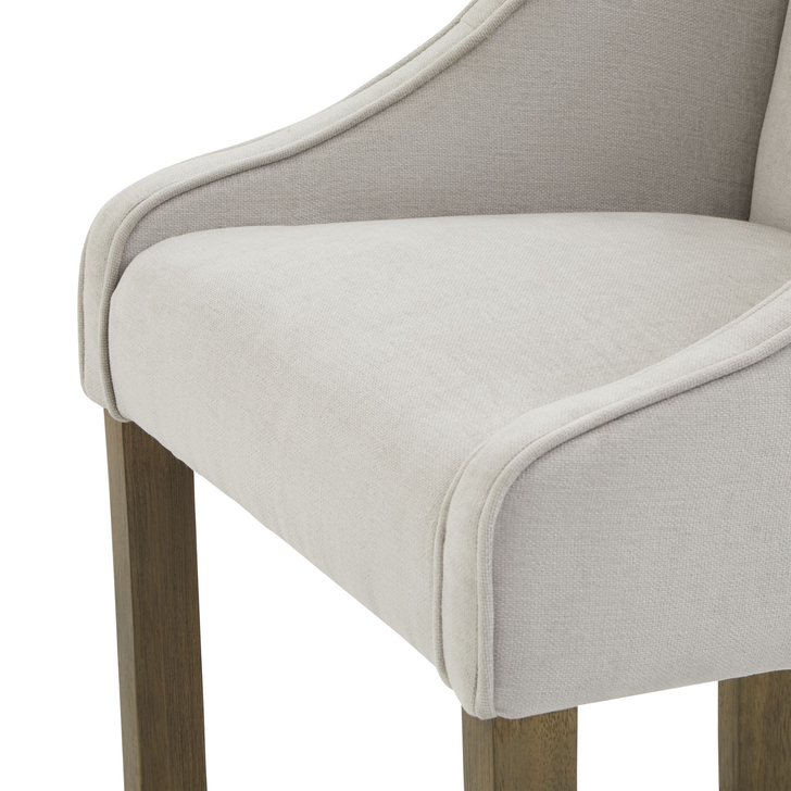 Light Grey Woven Fabric Barstool With Wooden Legs