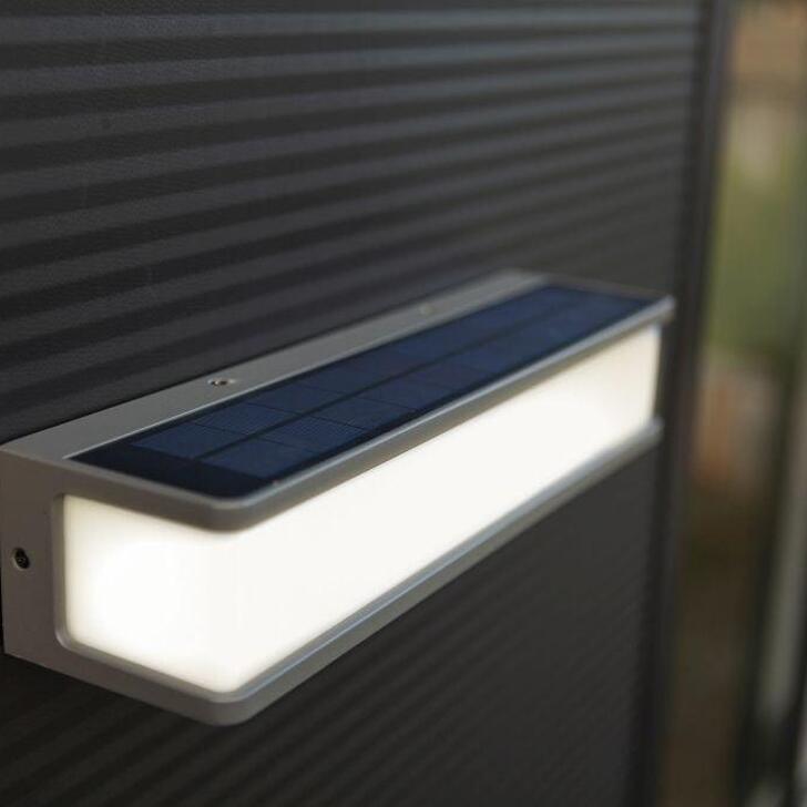 Long Slim Led Solar Powered Wall Light With Pir Motion Sensor - 4000K, IP54