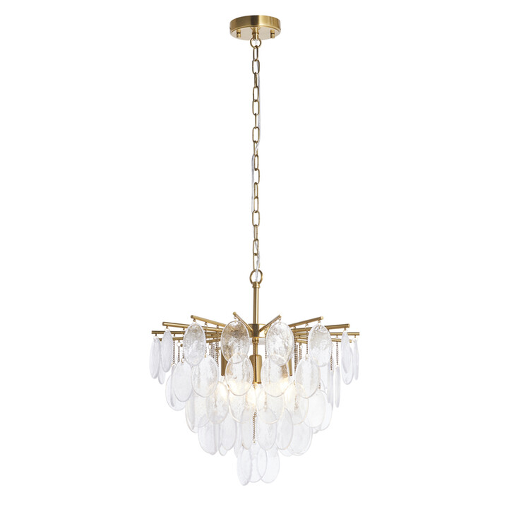 Loretta 3 Light Brushed Aged Brass Finish 3 Light Pendant Complete With Clear Bubble Glass