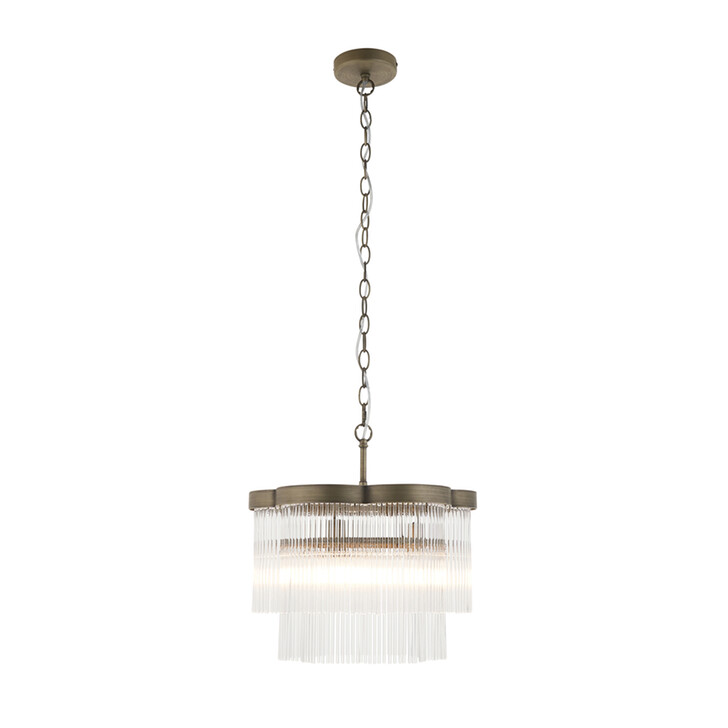 Lucille 3 Light Antique Brass And Clear Glass 3 Light Pendant