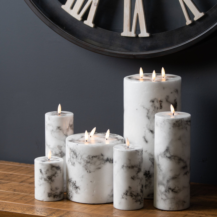 Luxe Marble Effect LED Candle Natural Glow 3x4