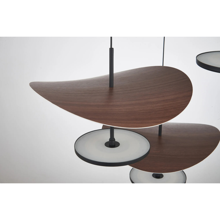 Mantra Abisal Black/Dark Wood 3 Light Cluster Pendant: 32W LED: 3000K: Triac Dimmable