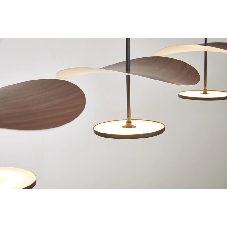 Mantra Abisal Black/Dark Wood 3 Light Linear Pendant: 32W LED: 3000K: Triac Dimmable