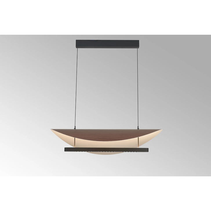 Mantra Abisal Black/Dark Wood Linear Pendant 2: 40W LED: 3000K: 5360lm: Triac Dimmable