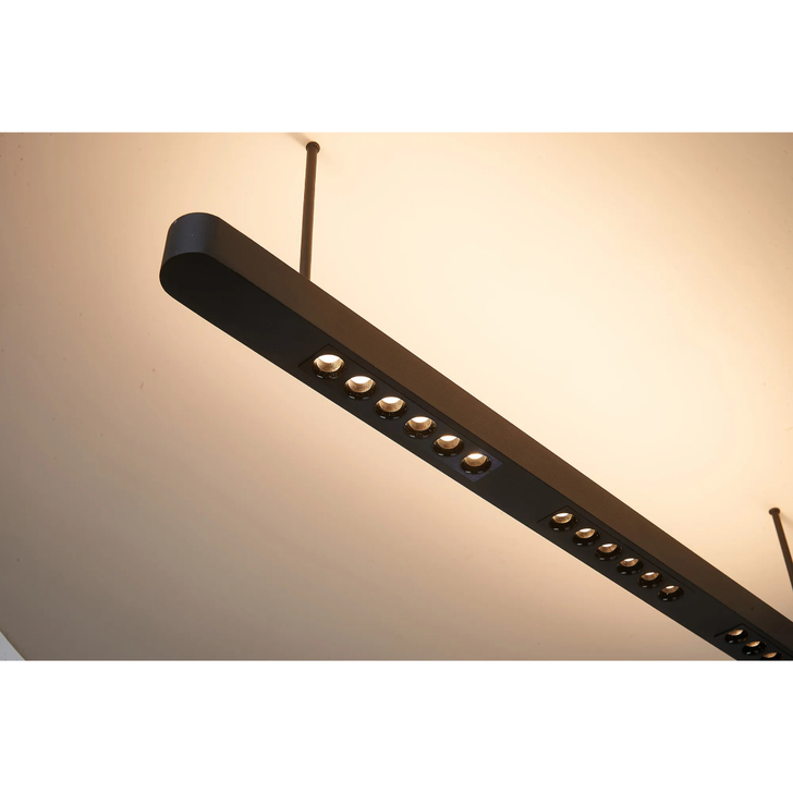Mantra Abisal Black/Dark Wood Linear Pendant 2: 40W LED: 3000K: 5360lm: Triac Dimmable