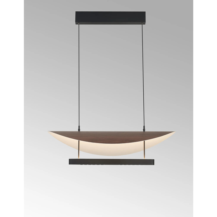 Mantra Abisal Black/Dark Wood Linear Pendant: 28W LED: 3000K: 3380lm: Triac Dimmable