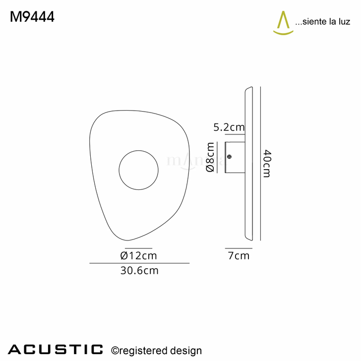 Mantra Acustic Coffee Finish Irregular Trapezium 31 x 40cm Led Wall Light - 3000K