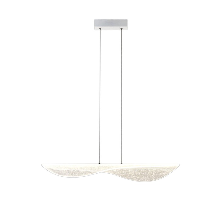 Mantra Bianca Crackled Acrylic Effect Large LED Linear Bar Pendant White - 3000K