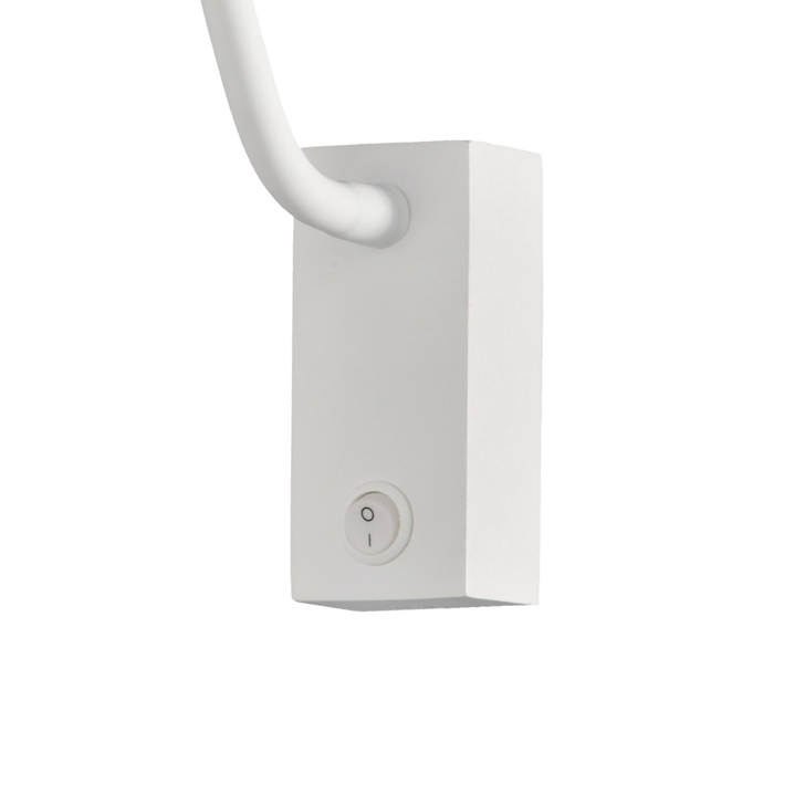 Mantra Boavista Square Headed White Adjustable Switched Bedside Led Reader Wall Light - 3000K