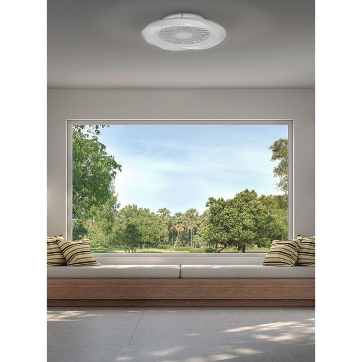 Mantra Boreal Silver LED Ceiling Light With Built-In Reversible Fan C/W Remote Control