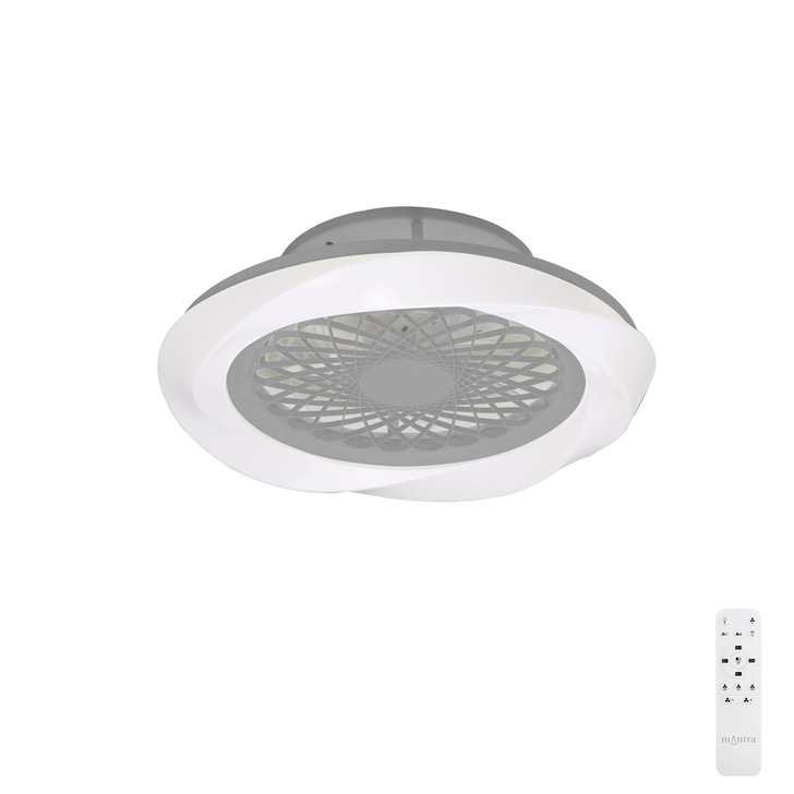 Mantra Boreal Silver LED Ceiling Light With Built-In Reversible Fan C/W Remote Control