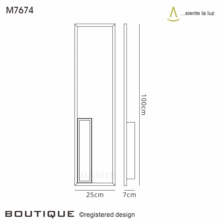 Mantra Boutique Large LED Rectangular Wall Light Black - 3000K