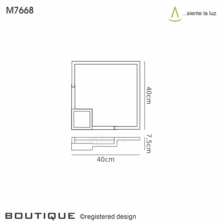 Mantra Boutique LED Medium Square Wall Light White - 3000K