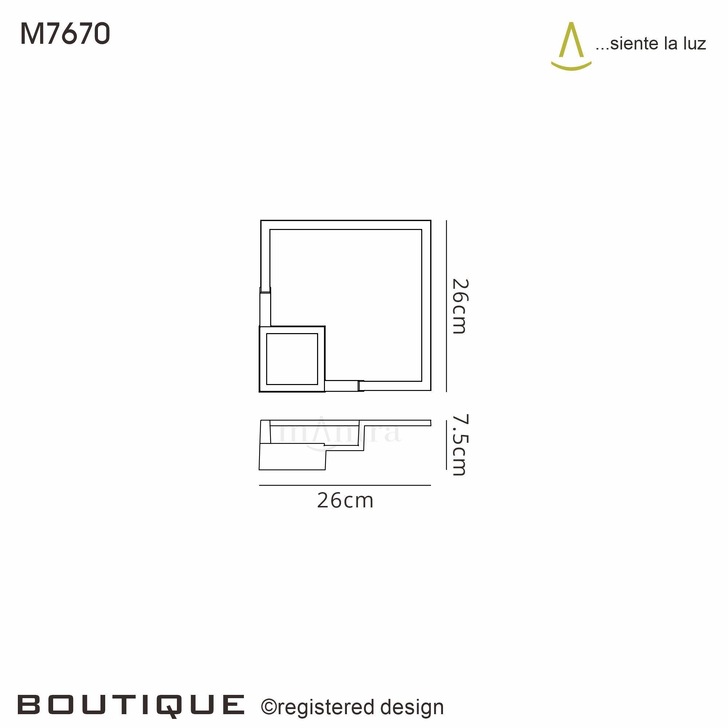 Mantra Boutique LED Small Square Wall Light White - 3000K