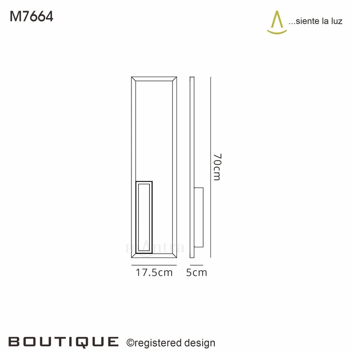 Mantra Boutique Medium LED Rectangular Wall Light White - 3000K