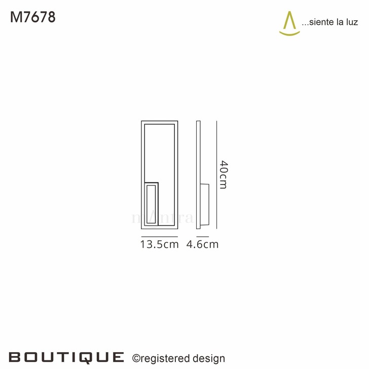 Mantra Boutique Small LED Rectangular Wall Light Black - 3000K