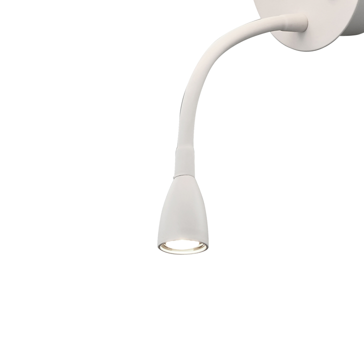 Mantra Caicos 2 Light Matt White Switched Led Reader Wall Light Complete With Shade And Usb Charger - 3000K