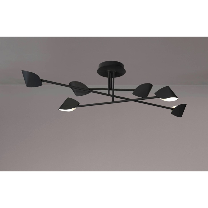 Mantra Capuccina Large LED 6 Light Semi-Flush Ceiling Light Black - 3000K