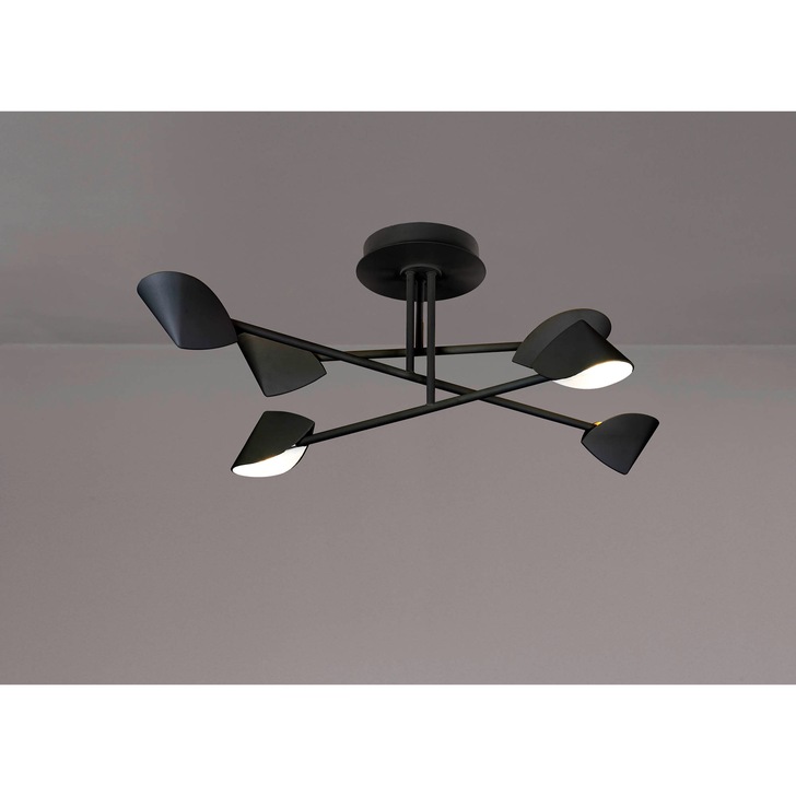 Mantra Capuccina Medium LED 6 Light Semi-Flush Ceiling Light Black - 3000K