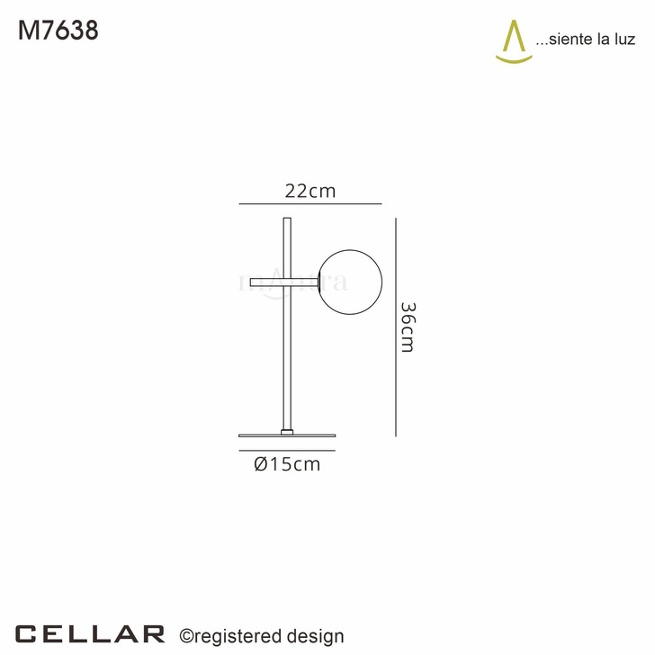 Mantra Cellar 1 Light Table Lamp Black With Opal Glass Globe