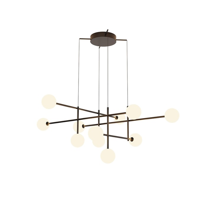 Mantra Cellar 11 Light Pendant Black With Opal Glass Globes