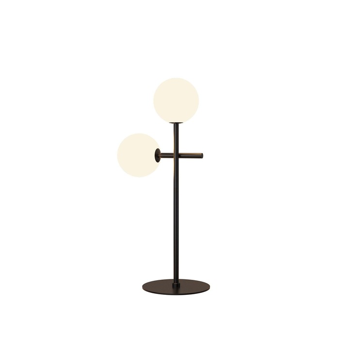 Mantra Cellar 2 Light Table Lamp Black With Opal Glass Globes