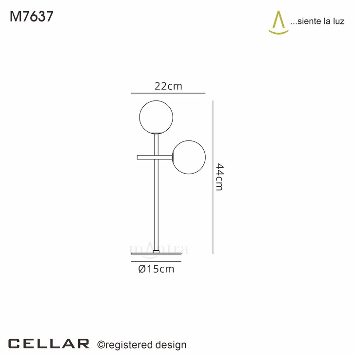 Mantra Cellar 2 Light Table Lamp Black With Opal Glass Globes