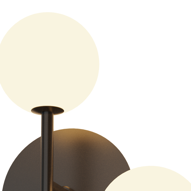 Mantra Cellar 2 Light Wall Lamp Black With Opal Glass Globes