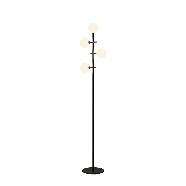 Mantra Cellar 4 Light Floor Lamp Black With Opal Glass Globes