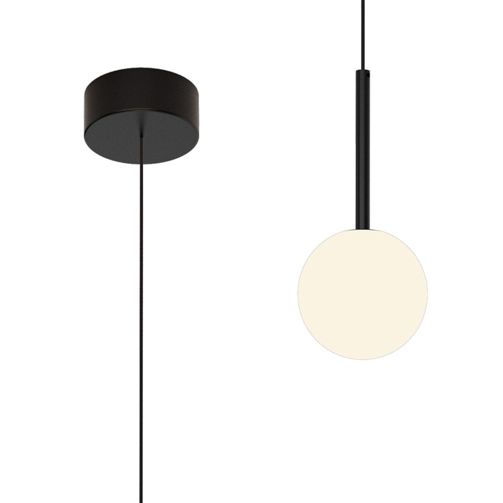 Mantra Cellar Single Pendant Light Black With Opal Glass Globe