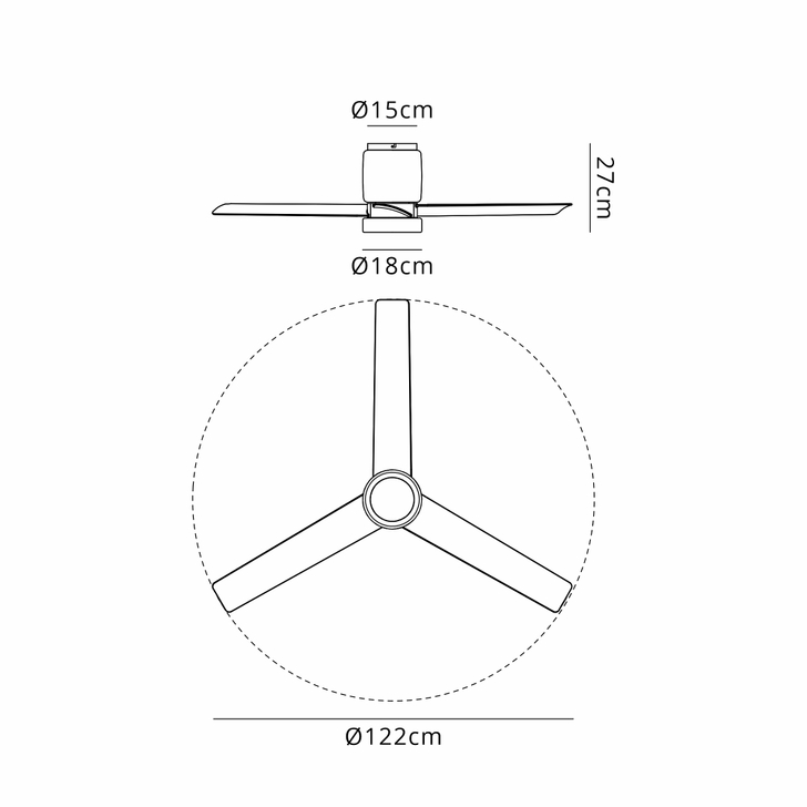Mantra Ceramica Beige And Wood Effect 1.2m Dimmable Led Fan Ceiling Light Complete With Remote Control - 3000K-5000K Adjustable