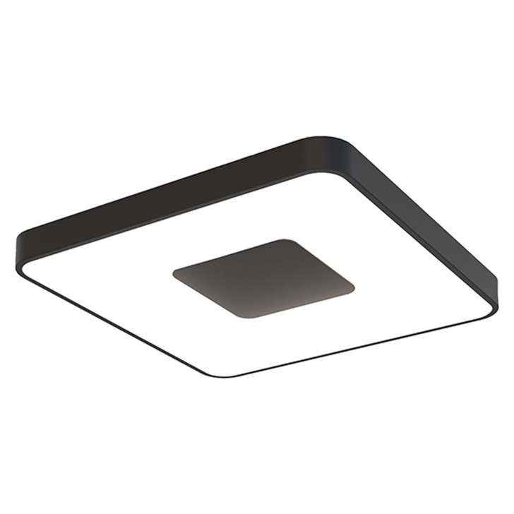 Mantra Coin Large Square LED Flush Ceiling Light Black Complete With Remote Control - 2700K-5000K Tuneable