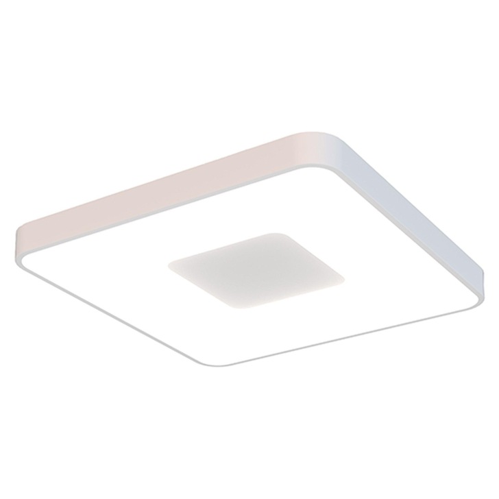 Mantra Coin Large Square LED Flush Ceiling Light White Complete With Remote Control - 2700K-5000K Tuneable