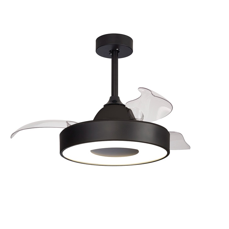 Mantra Coin Mini Modern Led Ceiling Fan Light Black With Remote Control