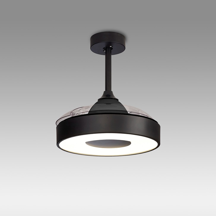 Mantra Coin Mini Modern Led Ceiling Fan Light Black With Remote Control