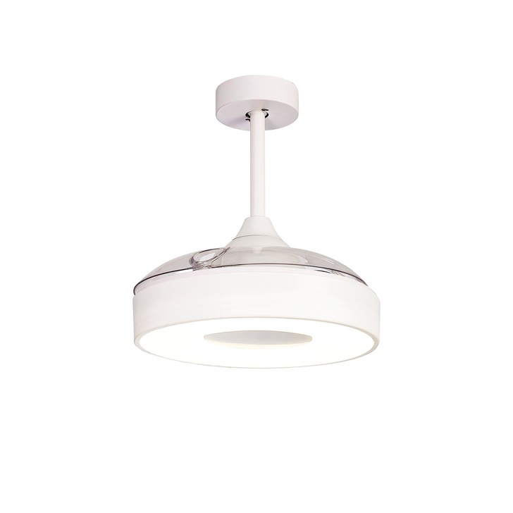 Mantra Coin Mini White Semi-Flush Ceiling Fan Light C/W Remote Control - 2700K - 5000K