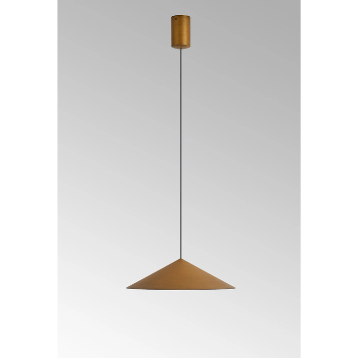 Mantra Cono 30cm Leather Brown Metal Single Led Pendant Light - 3000K