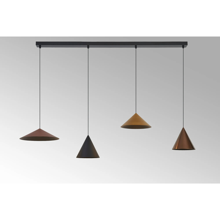 Mantra Cono 4 Light Leather Brown/Copper/Black Linear Dimmable Pendant - 3000K