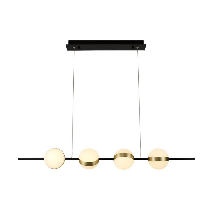 Mantra Cuba 4 Light LED Linear Bar Pendant Black & Gold - 3000K