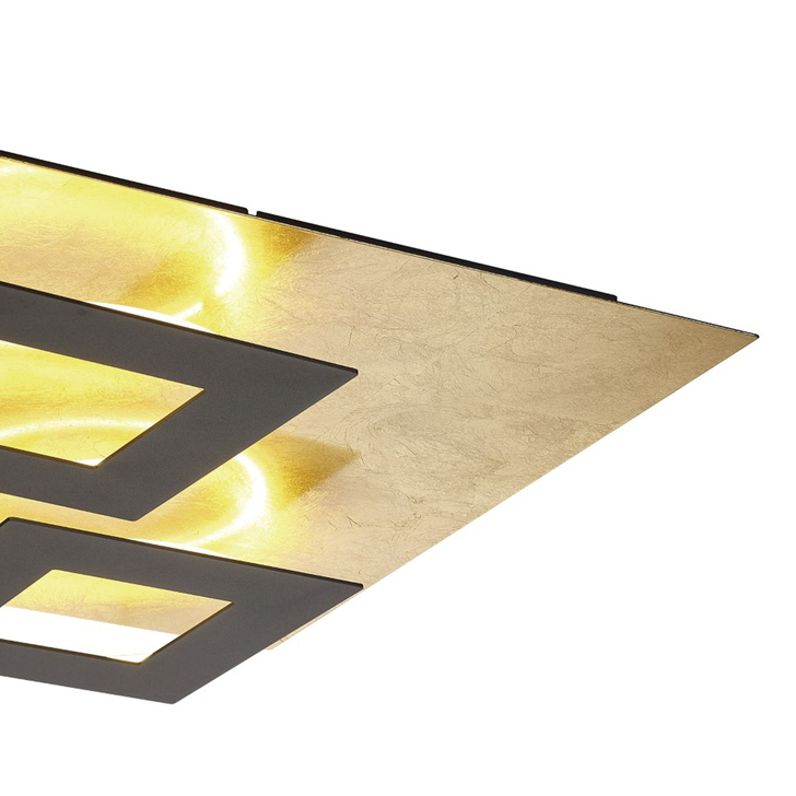 Mantra Dalia Black And Gold Large Square Flush Led Ceiling Light - M8162 - 3000K