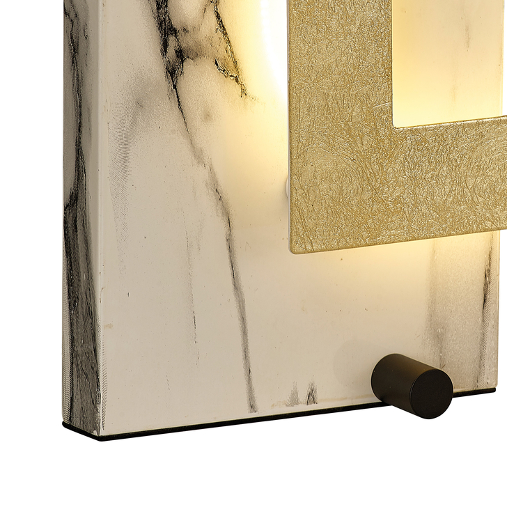 Mantra Dalia M8519 Gold/White Marble Square Led Table Lamp - 3000K