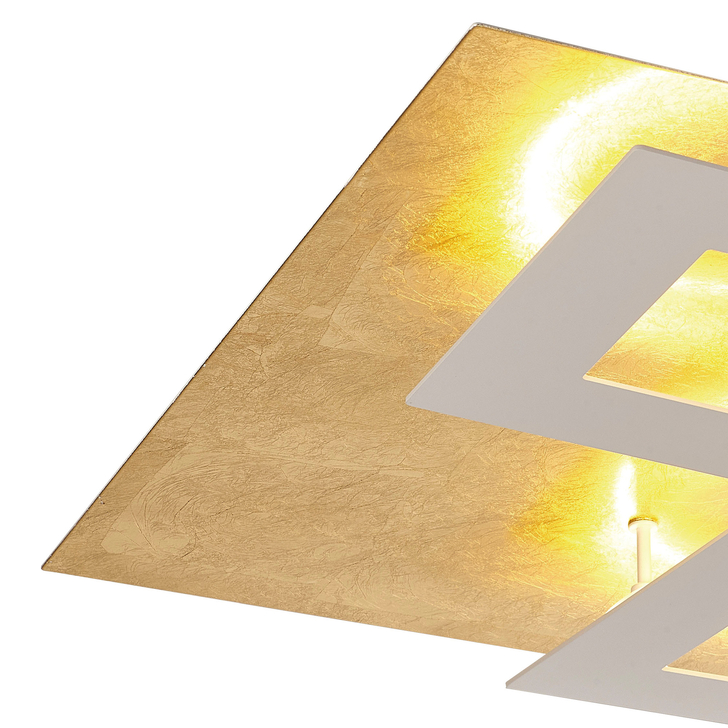 Mantra Dalia White And Gold Large Square Flush Led Ceiling Light - M8161 - 3000K