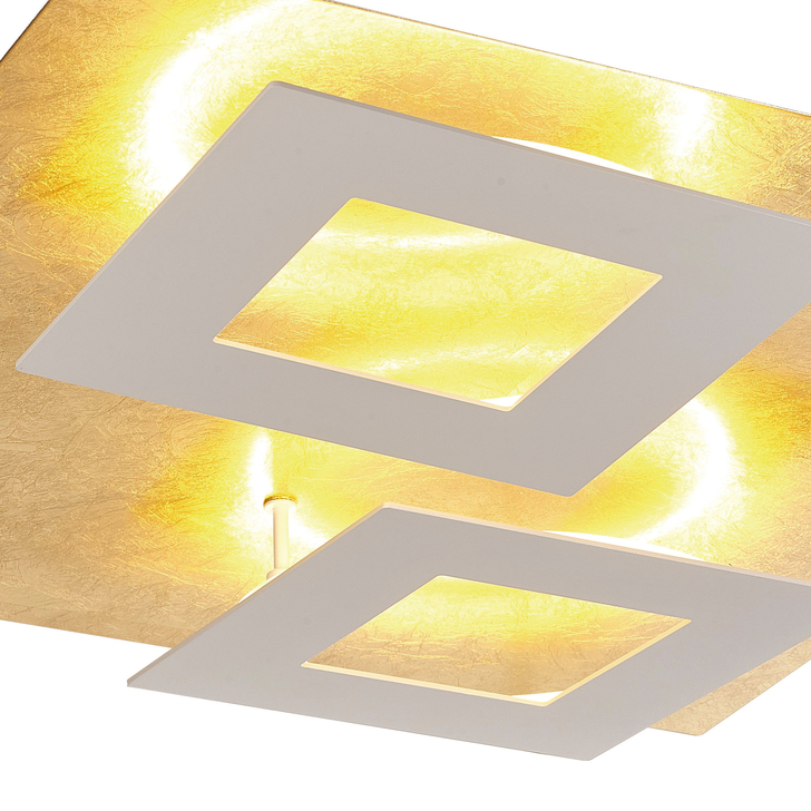 Mantra Dalia White And Gold Large Square Flush Led Ceiling Light - M8161 - 3000K