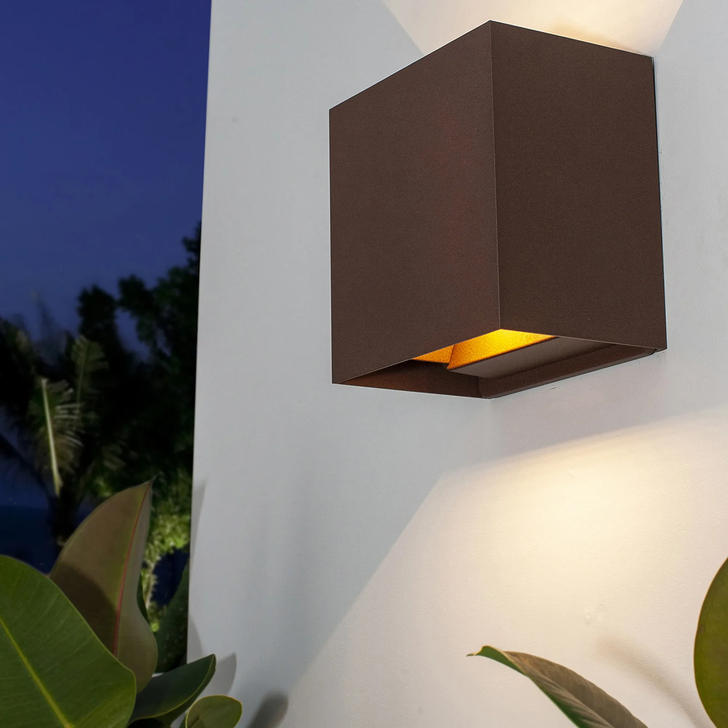 Mantra Davos XL Square Rust Adjustable Up And Down Led Exterior Wall Light - 3000K - IP55