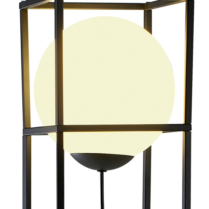 Mantra Desigual Small Black Cage Floor Lamp Complete With Opal Globe