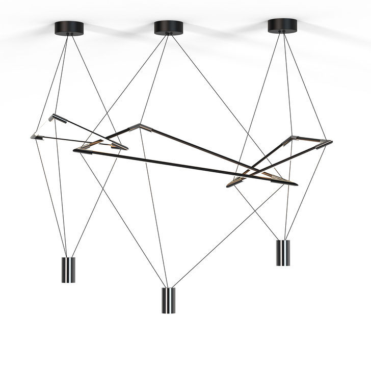 Mantra Electra Black/Black Chrome Triple Electra Led Pendant - 3000K