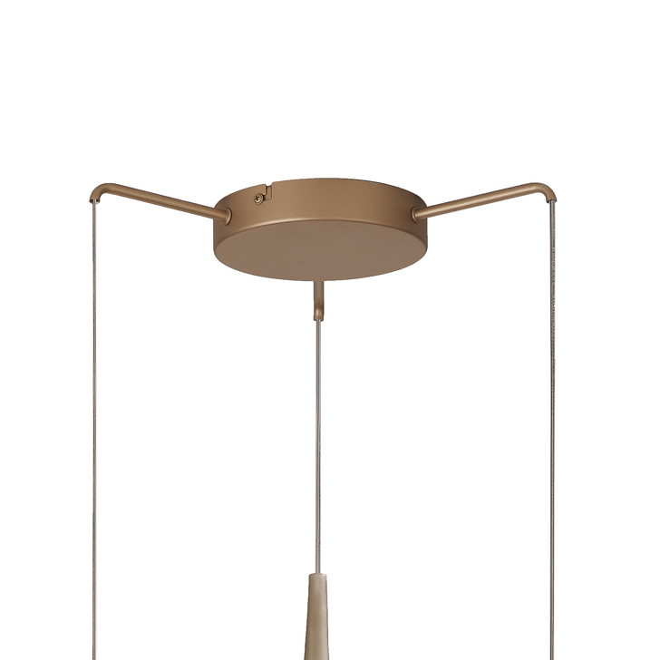 Mantra Elsa 3 Light Pendant Light With Gold Frame Complete With Clear, Chrome And Bronze Glas Shades